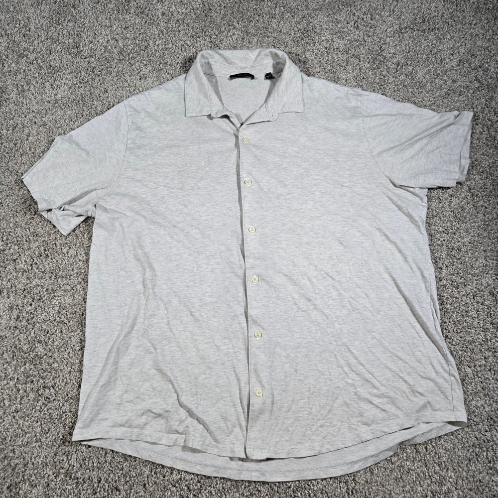 Vince Men's 100% Pima Cotton Short Sleeve Button Down Shirt - Gray - XXL